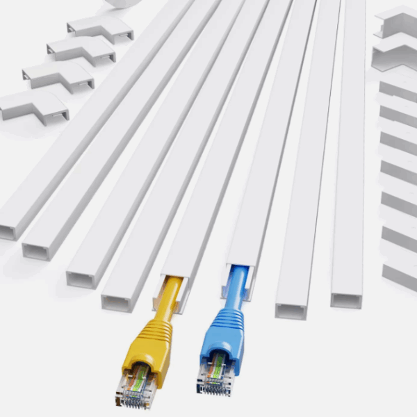 Yecaye 125in Cord Hider - One-Cord Cable Concealer - Cord Cover Wall with 13 Parts - Easy Install Cable Management Kit for 2 Small Wires, Cable Raceway Home Office, 8X L15.7in W0.59in H0.4in, White